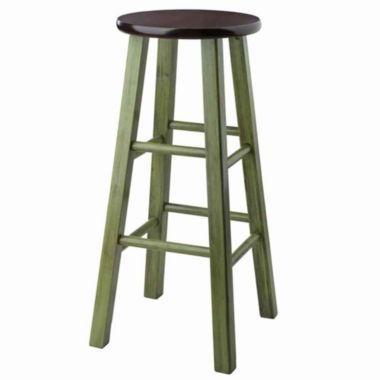 Winsome Ivy 29" Bar Stool Rustic Green w/ Walnut Seat. View a larger version of this product image.