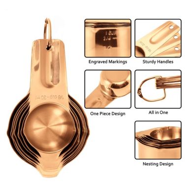 2LB Depot Copper Color Plated Measuring Cups & Spoons Set of 14. View a larger version of this product image.