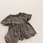 Alternate image 0 for Laurenza&#39;s Girls Olive Green Flutter Top with Bummies