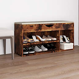 Home Life Boutique Shoe Bench with Cushion Smoked Oak 40.9