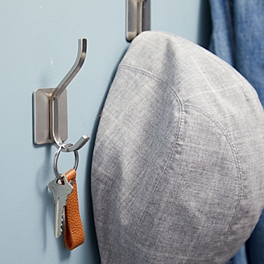 Built Industrial 6 Pack Double Post Adhesive Wall Hooks, Heavy Duty Stainless Steel for Hanging Towel Coat Hat (3.6 in). View a larger version of this product image.