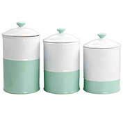 Martha Stewart Stoneware Canister and Lid 3 Piece Set in Mint and White