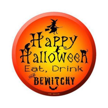 Smart Blonde C-506 Happy Halloween Novelty Metal Circular Sign. View a larger version of this product image.