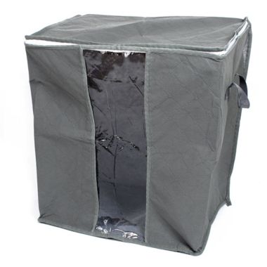 Unique Bargains Capacity Clothes Storage Bag Organizer with Handle and See-Through Panel, Blanket Pillows Quilts Clothes Beddings Storage Bag Organizer Container 17.3" x 11" x 18.8"(L*W*H) Gray. View a larger version of this product image.
