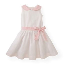 Hope & Henry Girls' Seersucker Peter Pan Collar Dress (Pink, 3)