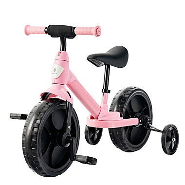 Slickblue 4-in-1 Kids Training Bike Toddler Tricycle with Training Wheels and Pedals-Pink. View a larger version of this product image.