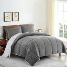 Alternate image 0 for Unikome Classic 3-Piece Heavyweight Sherpa Ultra-Soft Reversible Down Alternative Comforter Set, Dark Gray, Queen