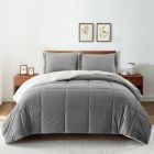 Alternate image 1 for Unikome Classic 3-Piece Heavyweight Sherpa Ultra-Soft Reversible Down Alternative Comforter Set, Dark Gray, Queen