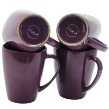 Elama Mulberry 14 oz Stoneware Mugs in Purple, Set of 6. View a larger version of this product image.