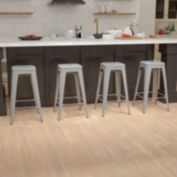 Emma + Oliver 4 Pack 30" High Metal Indoor Bar Stool - Stackable Stool, Silver