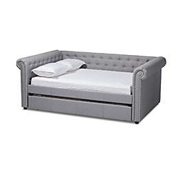 Baxton Studio Mabelle Modern And Contemporary Gray Fabric Upholstered Full Size Daybed With Trundle - Gray