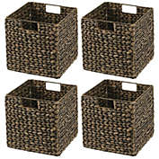 mDesign Hyacinth Kitchen Storage Basket with Handles, 4 Pack