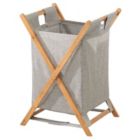 Alternate image 0 for mDesign Bamboo Laundry Hamper, Portable/Collapsible Fabric Bag