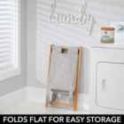 Alternate image 2 for mDesign Bamboo Laundry Hamper, Portable/Collapsible Fabric Bag