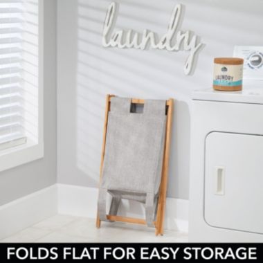mDesign Bamboo Laundry Hamper, Portable/Collapsible Fabric Bag. View a larger version of this product image.