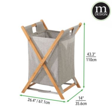 mDesign Bamboo Laundry Hamper, Portable/Collapsible Fabric Bag. View a larger version of this product image.