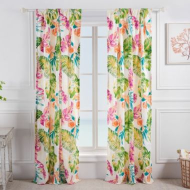 Greenland Home Fashions Tropics Window Panel Pair - 42x84", Coral. View a larger version of this product image.