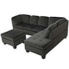 Alternate image 0 for Contemporary Home Living 3-Piece Charcoal Black Contemporary Pillow Back Sectional Sofa Set 70"