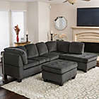 Alternate image 1 for Contemporary Home Living 3-Piece Charcoal Black Contemporary Pillow Back Sectional Sofa Set 70"