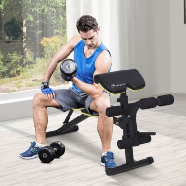 Soozier Adjustable Sit-Up Dumbbell Bench Multi-Functional Purpose Hyper Extension Bench With Adjustable Seat and Back Angle. View a larger version of this product image.