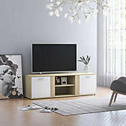 vidaXL TV Cabinet White and Sonoma Oak 47.2"x13.4"x14.6" Engineered Wood