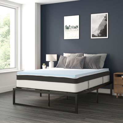 Flash Furniture Leo 14 Inch Metal Platform Bed Frame with 12 Inch Pocket  Spring Mattress in a Box and 2 Inch Cool Gel Memory Foam Topper - King |  Bed Bath & Beyond