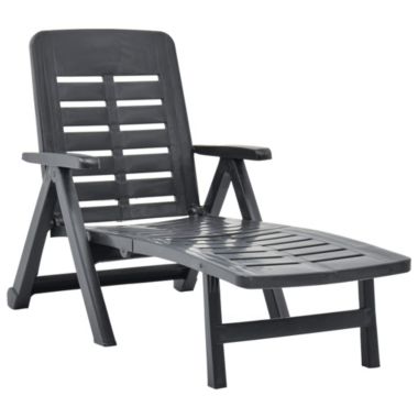 vidaXL Folding Sun Lounger Plastic Anthracite. View a larger version of this product image.