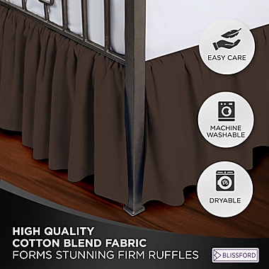 SHOPBEDDING Ruffled Bed Skirt with Split Corners - Twin, Brown, 21 Inch Drop Cotton Blend Bedskirt (Available in 14 Colors) - Blissford Dust Ruffle.. View a larger version of this product image.