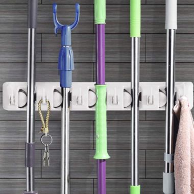 Slickblue Wall-mounted Mop Holder Hanger with 5 Positions -Dark Grey. View a larger version of this product image.