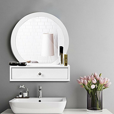 Costway Makeup Dressing Wall Mounted Vanity Mirror with 2 Drawer. View a larger version of this product image.