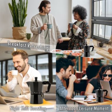 RAINBEAN Stainless Steel 6-Cup Stovetop Espresso Maker. View a larger version of this product image.