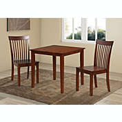 Pilaster Designs Tanya 3 Piece 30" Square Kitchen Dining Set, Cappuccino Solid Wood, (Table & 2 Slatback Chairs)