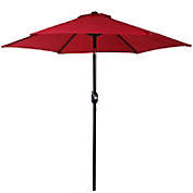 Sunnydaze Outdoor Aluminum Patio Umbrella with Polyester Canopy and Tilt and Crank Shade Control - 7.5&#39; - Red