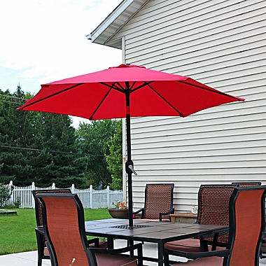 Sunnydaze Outdoor Aluminum Patio Umbrella with Polyester Canopy and Tilt and Crank Shade Control - 7.5&#39; - Red. View a larger version of this product image.