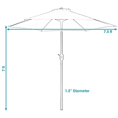 Sunnydaze Outdoor Aluminum Patio Umbrella with Polyester Canopy and Tilt and Crank Shade Control - 7.5&#39; - Red. View a larger version of this product image.