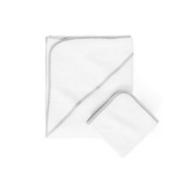 Standard Textile Home - Hooded Baby Towel and Washcloth Set, Pearl Gray