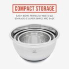 Alternate image 3 for Chef Pomodoro Stainless Steel Mixing Bowls with Lids, 3 Piece Set (1.5Qt, 3Qt, 5Qt) Navy