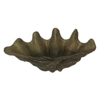 Contrast Lifelike Cast Polyresin Giant Clam Shell Decorative Bowl. View a larger version of this product image.