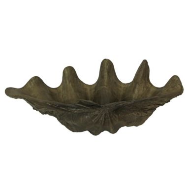 Contrast Lifelike Cast Polyresin Giant Clam Shell Decorative Bowl. View a larger version of this product image.
