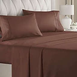 CGK Unlimited 4 Piece Microfiber Solid Sheet Set - Twin - Brown