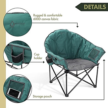 Arrowhead Outdoor Oversized Folding Camping Chair w/ External Pocket in Green. View a larger version of this product image.