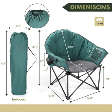 Arrowhead Outdoor Oversized Folding Camping Chair w/ External Pocket in Green. View a larger version of this product image.