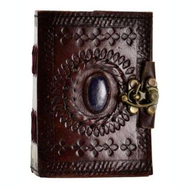 Azuregreen Stone Eye Leather Blank Book with Latch. View a larger version of this product image.
