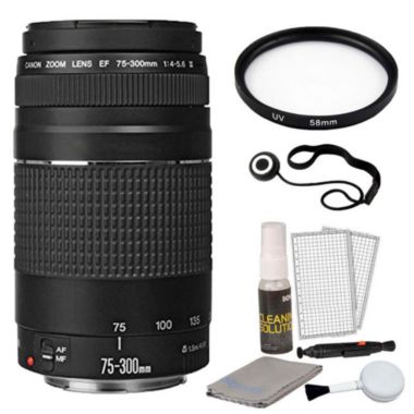 Canon EF 75-300mm f/4.0-5.6 III Lens + Bundle for T5 T6 T3i T6i 70D 80D 60D T6i. View a larger version of this product image.