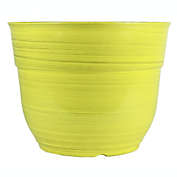 Garden Elements Glazed Brushed Happy Large Plastic Planter, Bright Yellow, 15