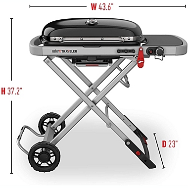 Weber Traveler Portable Gas Grill, Black. View a larger version of this product image.