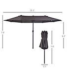 Alternate image 3 for Outsunny 15ft Patio Umbrella Double-Sided Outdoor Market Extra Large Umbrella with Crank Handle for Deck, Lawn, Backyard and Pool, Grey