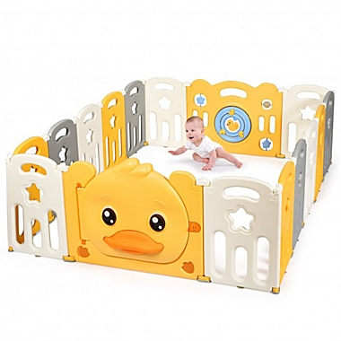 Costway 16-Panel Foldable Baby Playpen with Sound. View a larger version of this product image.
