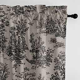 6ix Tailors Fine Linens Country Toile Natural/Black Pole Top Drapery Panel Pair
