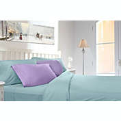 Infinity Merch 6 Piece Deep Pocket Bed Sheet Sets King Size Light Blue with Lilac Pillowcases